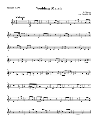 Wedding March by Wagner for french horn (easy) (arr. Daniel C. M.)