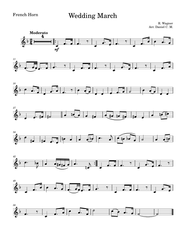 Wedding March by Wagner for french horn (easy) (arr. Daniel C. M.)
