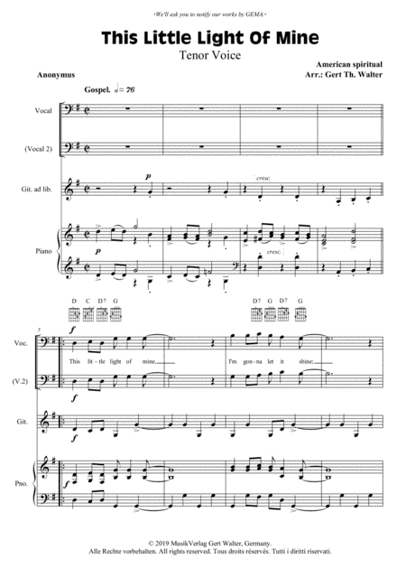 This Little Light Of Mine (arr. Gert Th. Walter)
