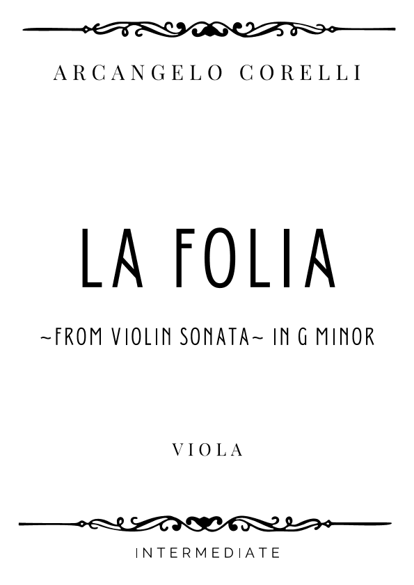 Corelli - La Folia (from Violin Sonata) in G minor - Intermediate (arr. Piacere Music Sheets)