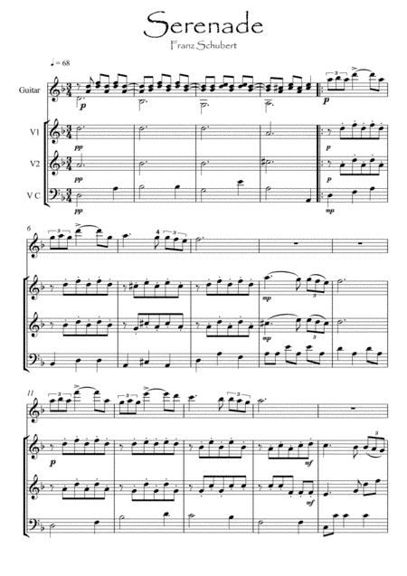 Serenade Schubert  Guitar play along (arr. PianoSheetNow)