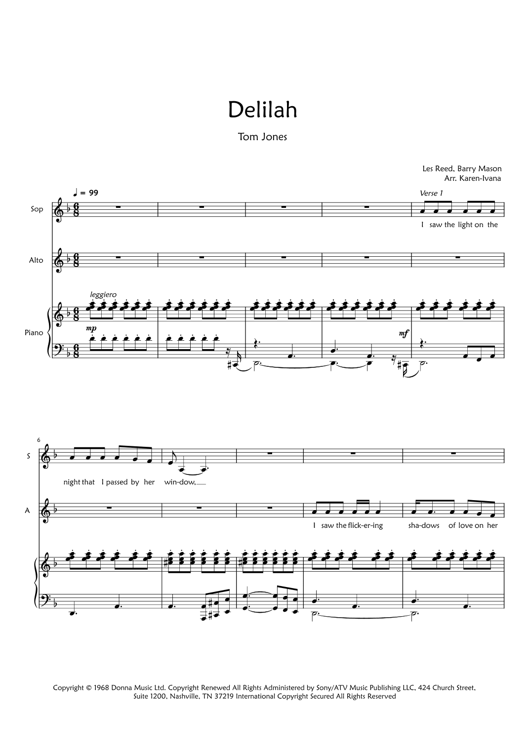 Delilah (arr. Karen Ivana)