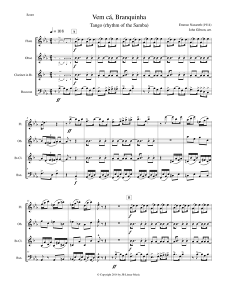 Woodwind quartet - Tango by Ernesto Nazareth (arr. John Gibson)