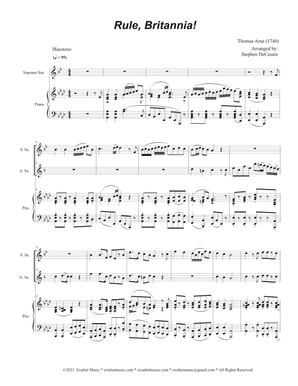 Rule, Britannia! (Duet for Soprano and Alto Saxophone) (arr. Stephen DeCesare)