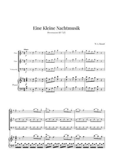 Eine Kleine Nachtmusik for 2 Flutes, Cello and Piano (arr. Cadenza Editions)