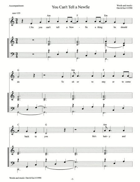 You Can't Tell a Newfie - accompaniment in C