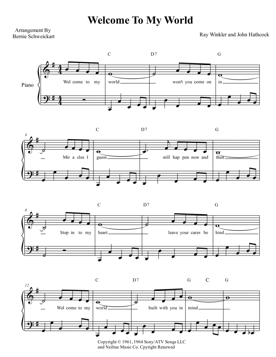 Welcome To My World (arr. Bernie Schweickart)