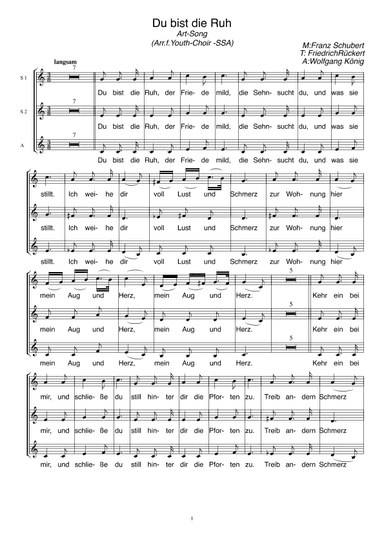 Du bist die Ruh (arr. Wolfgang König)