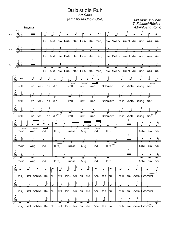 Du bist die Ruh (arr. Wolfgang König)