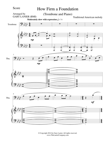 HOW FIRM A FOUNDATION (Trombone/Piano and Trb Part) (arr. Gary Lanier)