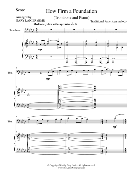 HOW FIRM A FOUNDATION (Trombone/Piano and Trb Part) (arr. Gary Lanier)