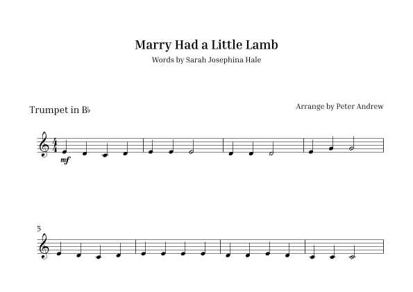 Marry Had  a Little Lamb (arr. Peter Andrew)