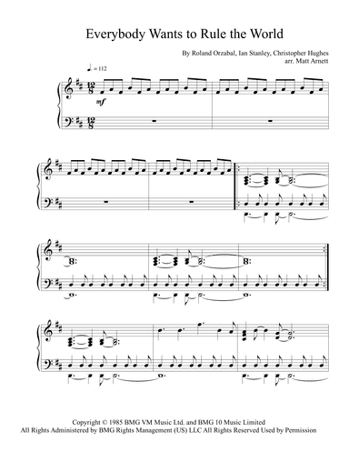 Everybody Wants To Rule The World (arr. Matt Arnett)