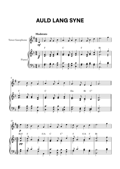Auld Lang Syne (for Tenor Saxophone and Piano) (arr. Cadenza Editions)