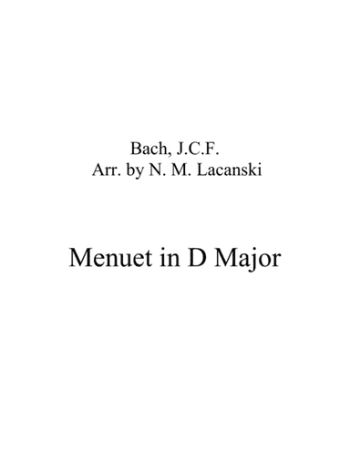 Menuet in D (arr. Nick Lacanski)