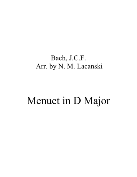 Menuet in D (arr. Nick Lacanski)