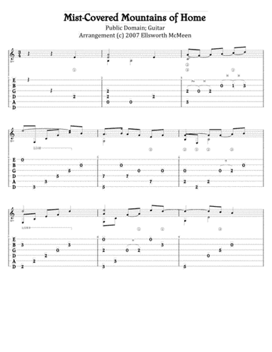 Mist-Covered Mountains of Home (For Fingerstyle Guitar Tuned Drop D) (arr. Ellsworth McMeen)