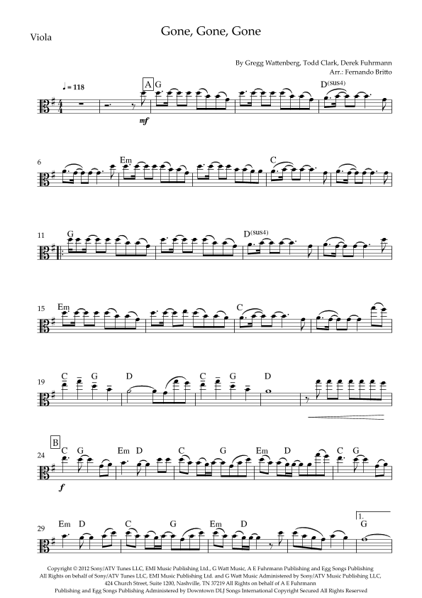 Gone, Gone, Gone (arr. Fernando Britto)