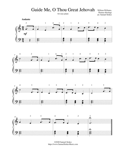 Guide Me, O Thou Great Jehovah (Thomas Hastings setting) - for easy piano (arr. Samuel Stokes)