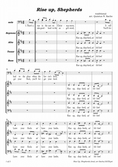 Rise up, Shepherds (arr. Quintus N. Sachs)