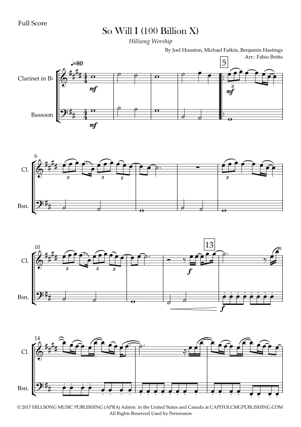 So Will I (100 Billion X) (arr. Fabio Britto)