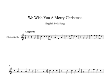 We Wish You A Merry Christmas - English Folk Song (Clarinet) (arr. Digital Book Music)