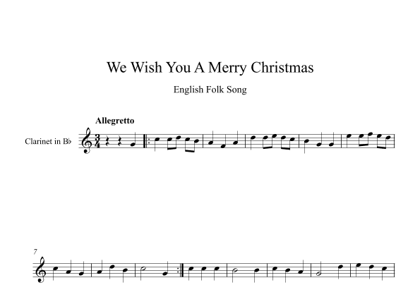 We Wish You A Merry Christmas - English Folk Song (Clarinet) (arr. Digital Book Music)