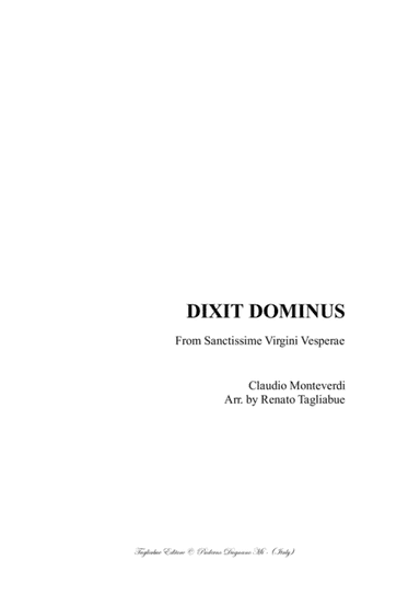 DIXIT DOMINUS - C. Monteverdi - From Sanctissime Virgini Vesperae - Arr. for SSSTTB + B.C. (arr. Renato Tagliabue)