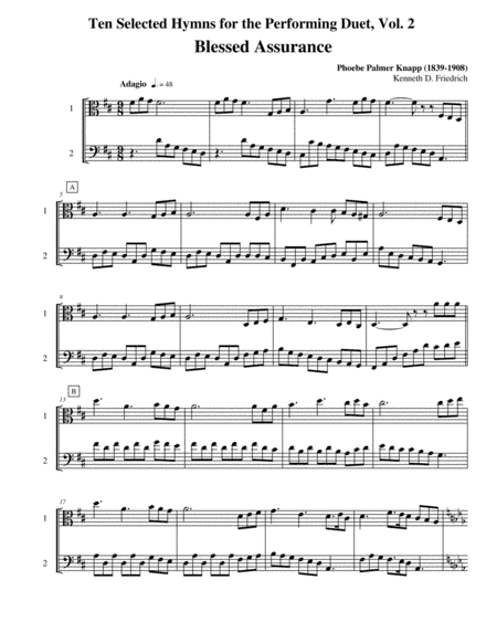 Ten Selected Hymns for the Performing Duet, Vol. 2 - viola and cello (arr. Kenneth D. Friedrich)