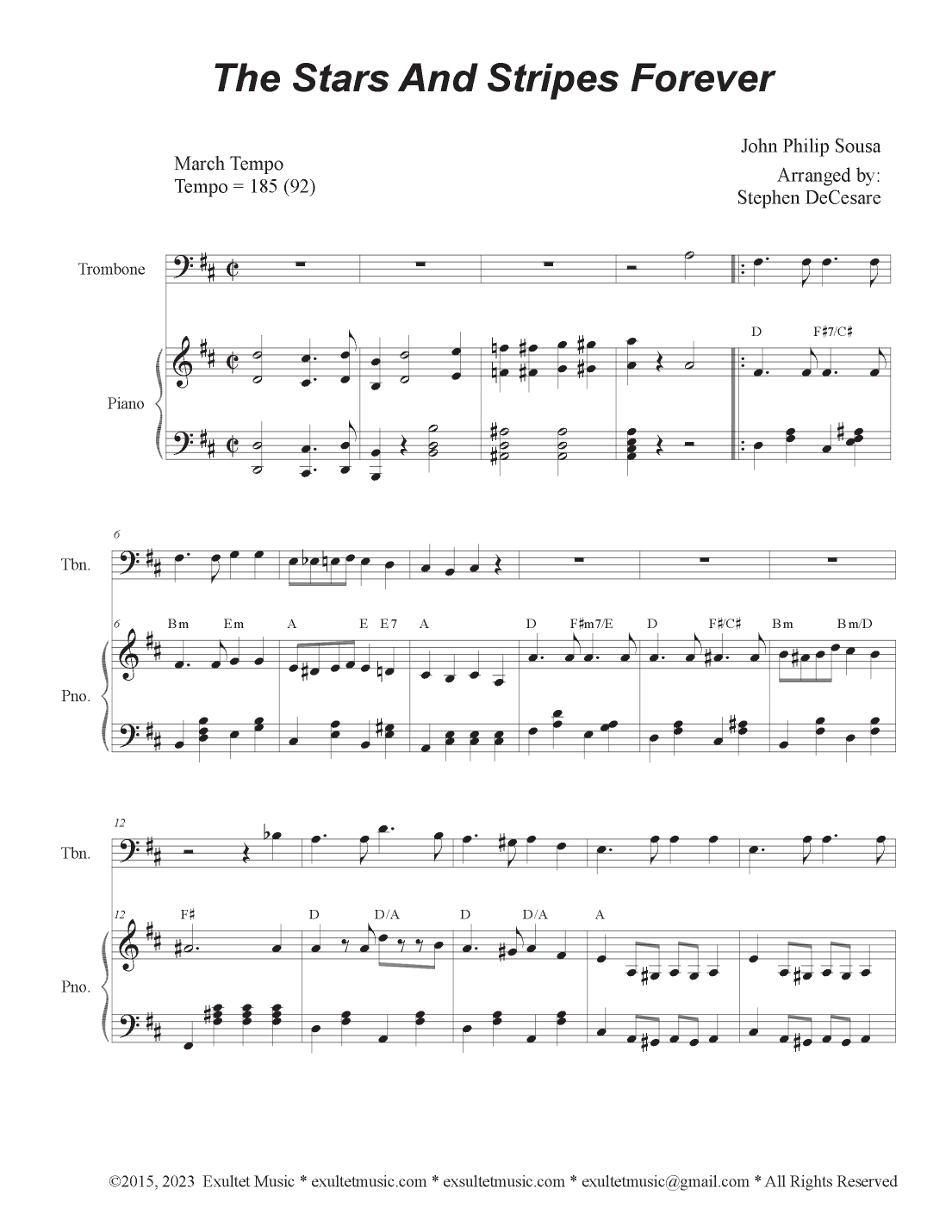 The Stars and Stripes Forever (Trombone solo and Piano) (arr. Stephen DeCesare)