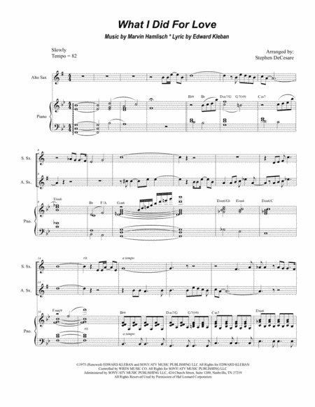 What I Did For Love (arr. Stephen DeCesare)