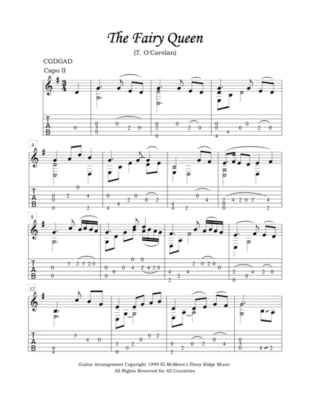 Fairy Queen (For Fingerstyle Guitar Tuned CGDGAD) (arr. Ellsworth McMeen)