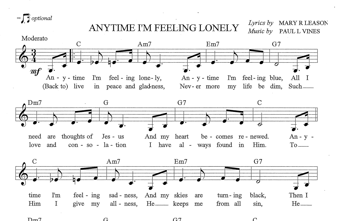 ANYTIME I'M FEELING LONELY