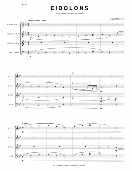 Eidolons for clarinet quartet in memory of Johannes Brahms