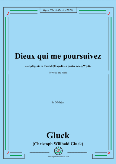Gluck-Dieux qui me poursuivez,from 'Iphigénie en Tauride'(Tragedie en quatre actes) (arr. OSM Press)
