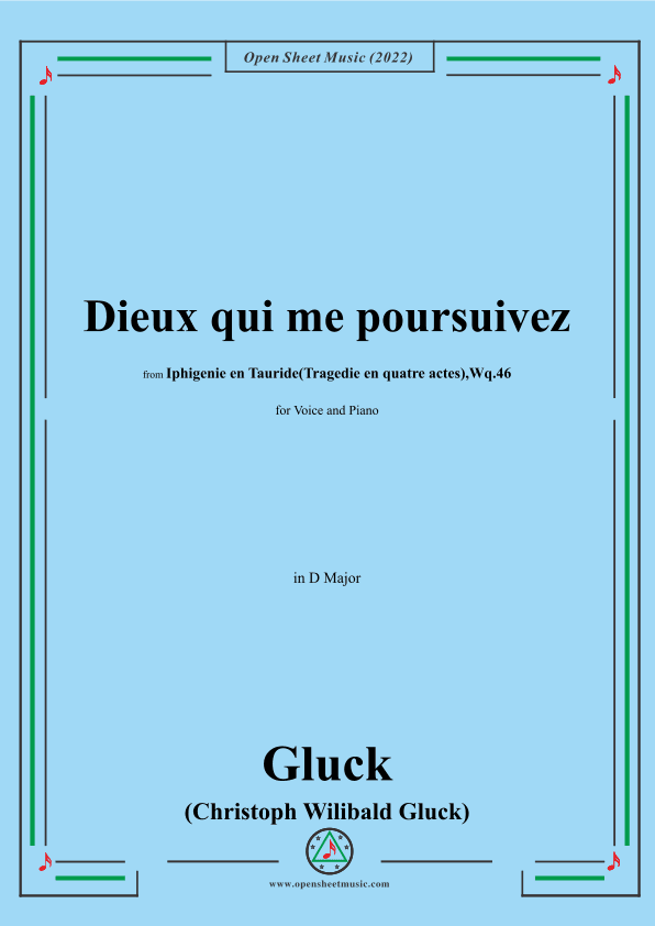 Gluck-Dieux qui me poursuivez,from 'Iphigénie en Tauride'(Tragedie en quatre actes) (arr. OSM Press)