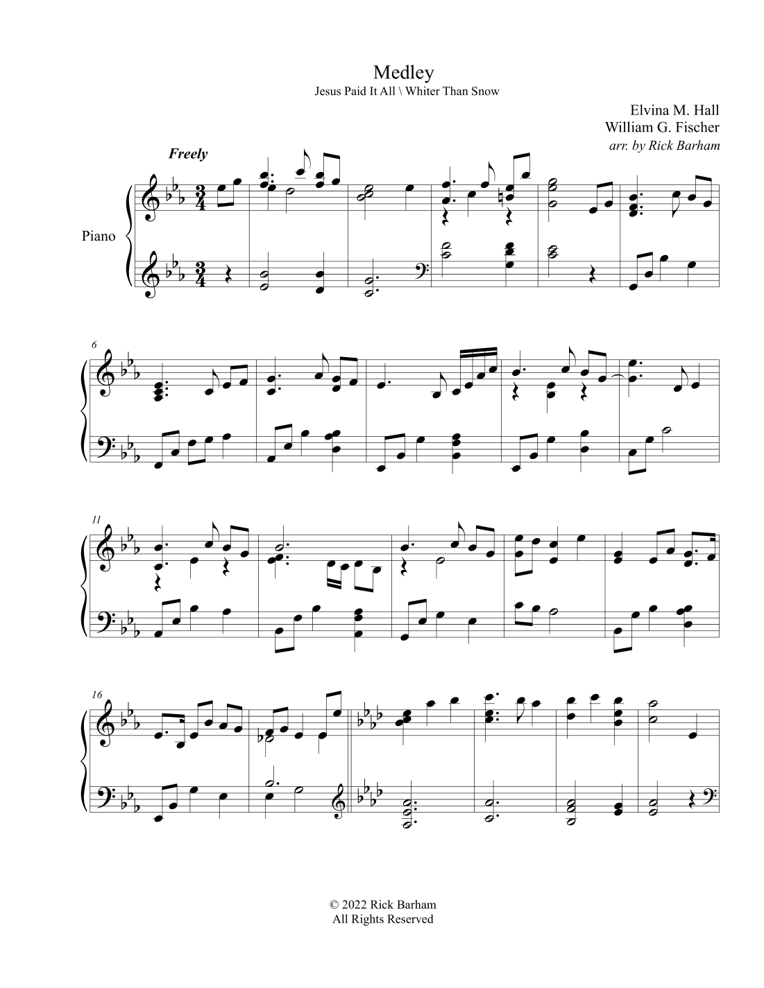 Medley: Jesus Paid It All/Whiter Than Snow (arr. Rick Barham)