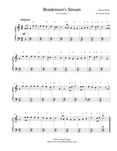 Bendemeer's Stream - for easy piano (arr. Samuel Stokes)