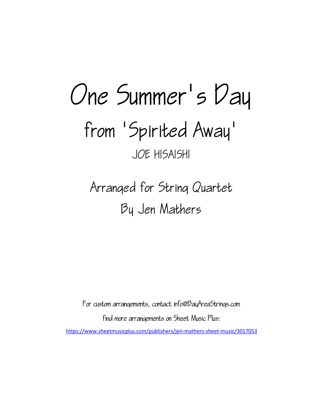 One Summer's Day (arr. Jen Mathers)