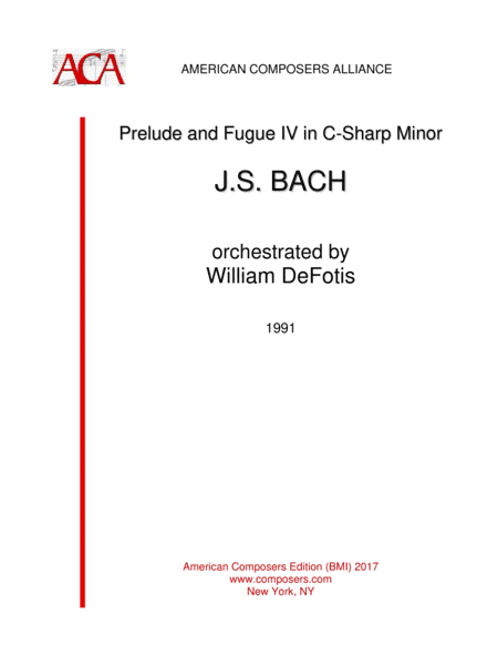 [arr. DeFotis] Prelude and Fugue IV in C-Sharp Minor (arr. William DeFotis)