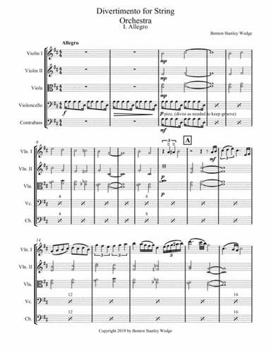 Divertimento for String Orchestra by Benton Stanley Wedge
