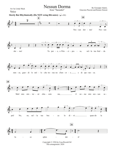 Nessun Dorma (arr. Lindy Mack)
