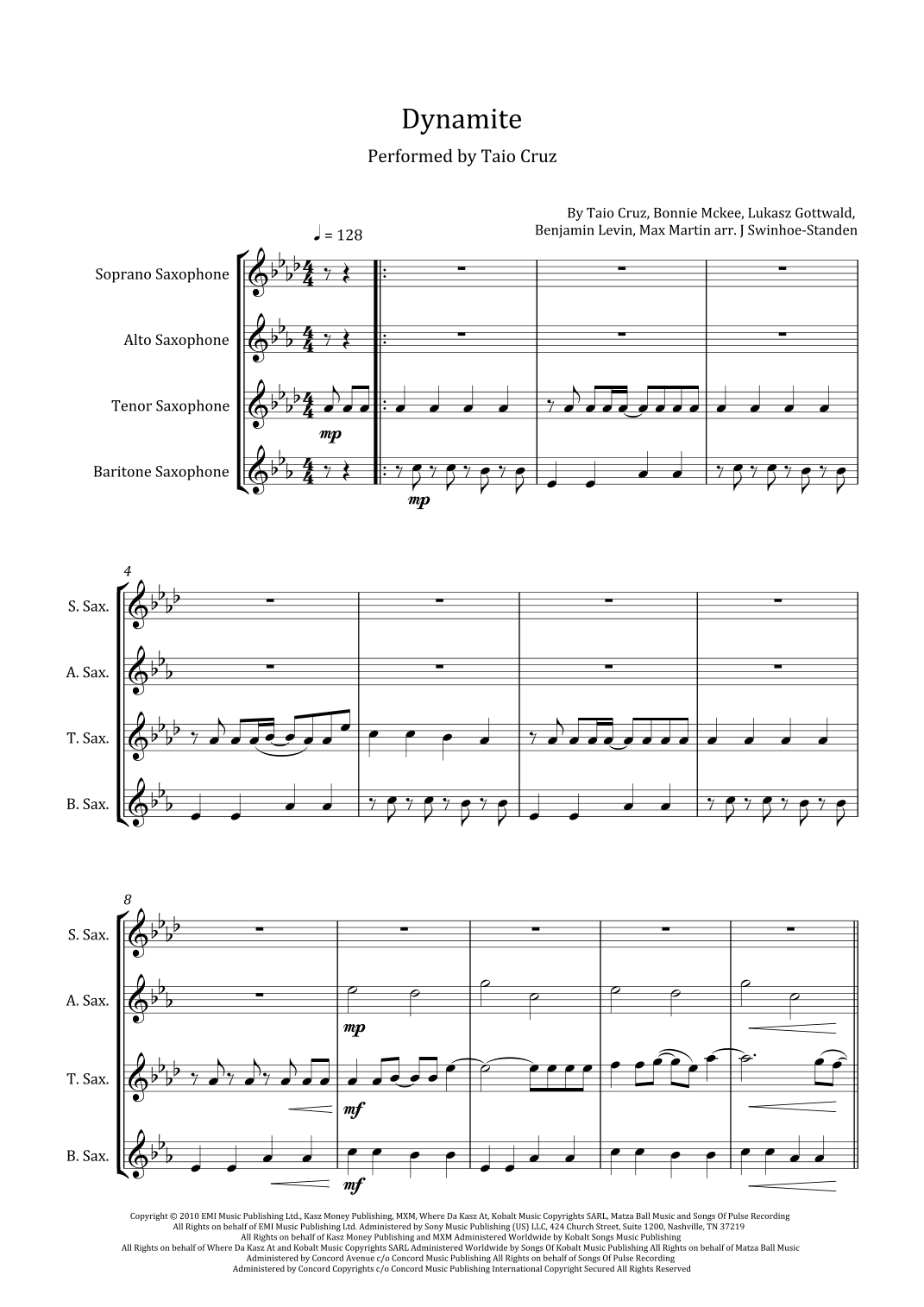 Dynamite (arr. J Swinhoe-Standen)