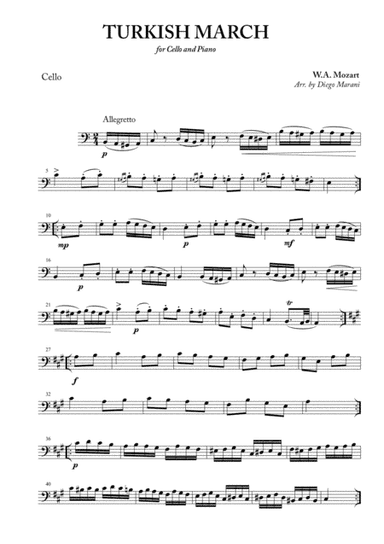 Turkish March for Cello and Piano (arr. Diego Marani)