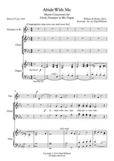 Hymn Concertato, Abide With Me (Eventide), for SATB choir, Organ and Trumpet in Bb (arr. Nigel Williams)
