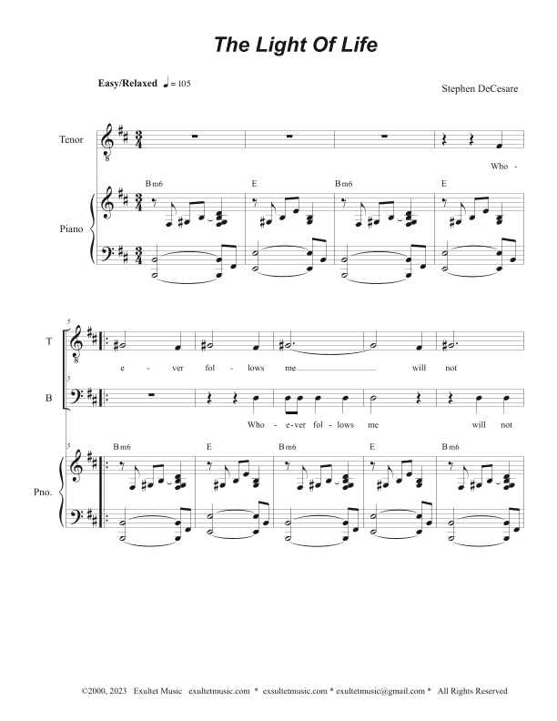 The Light Of Life (Duet for Tenor and Bass solo)