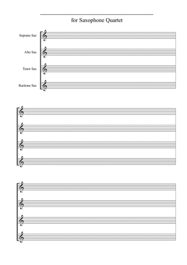 MANUSCRIPT PAPER for Saxophone Quartet (A4)