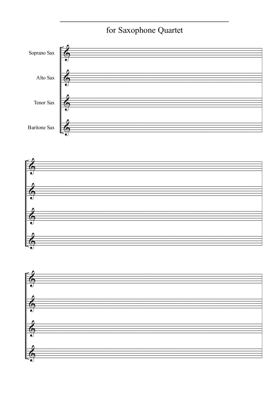 MANUSCRIPT PAPER for Saxophone Quartet (A4)
