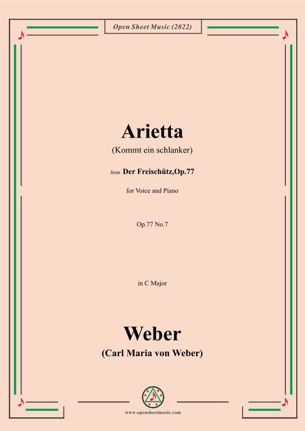 Weber-Arietta(Kommt ein schlanker),from 'Der Freischütz,Op.77' (arr. OSM Press)