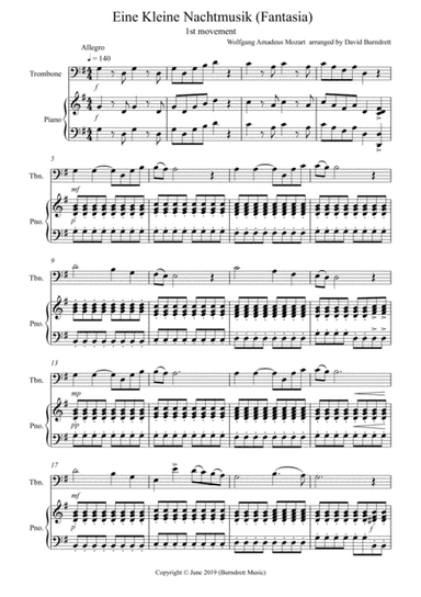 Eine Kleine Nachtmusik (Fantasia) 1st Movement for Trombone and Piano (arr. David Burndrett)